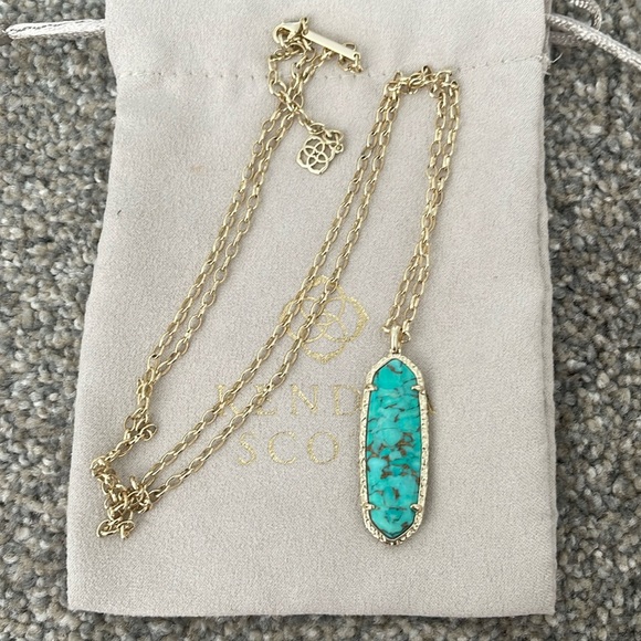 Kendra Scott Gold Layla Necklace Bronze Veined Teal - Picture 1 of 3